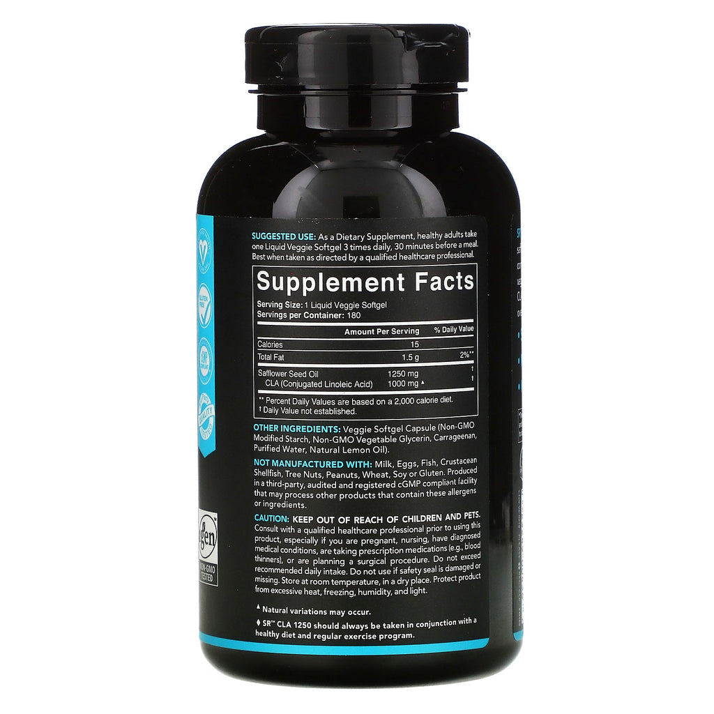 Sports Research, CLA 1250, 1.250 mg, 180 Veggie Softgels
