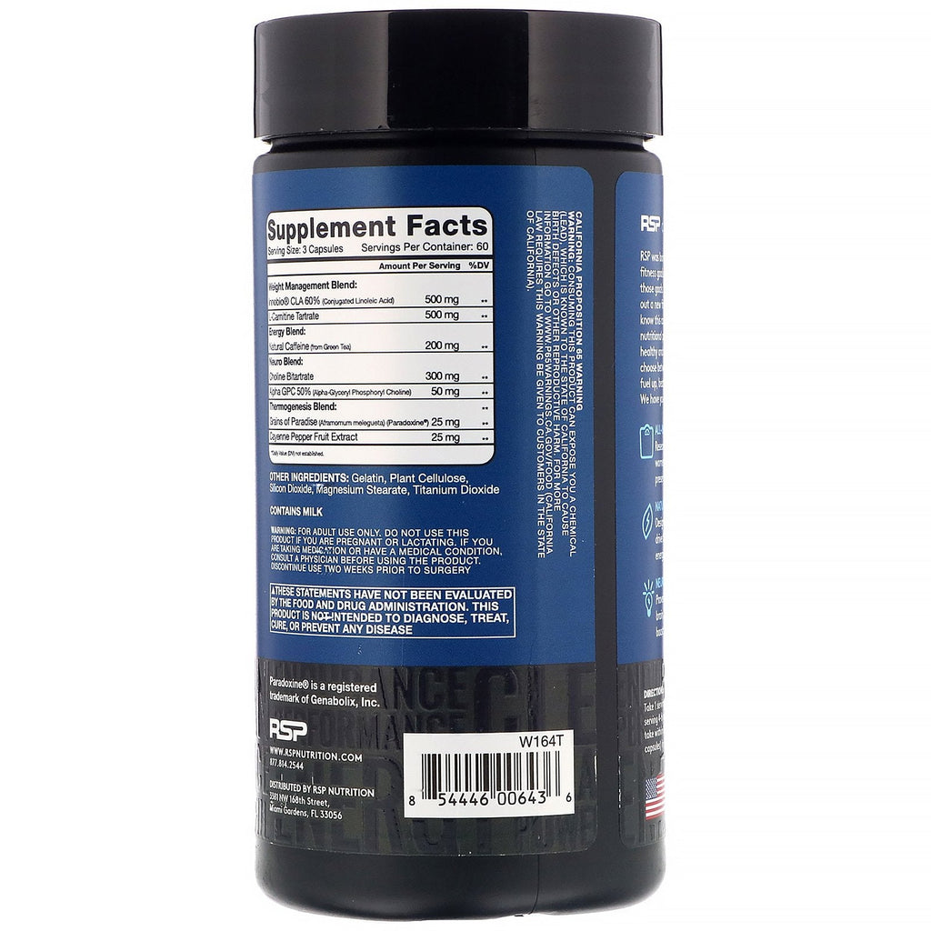 RSP Nutrition, QuadraLean Thermo, Fat Burner, 180 kapsler