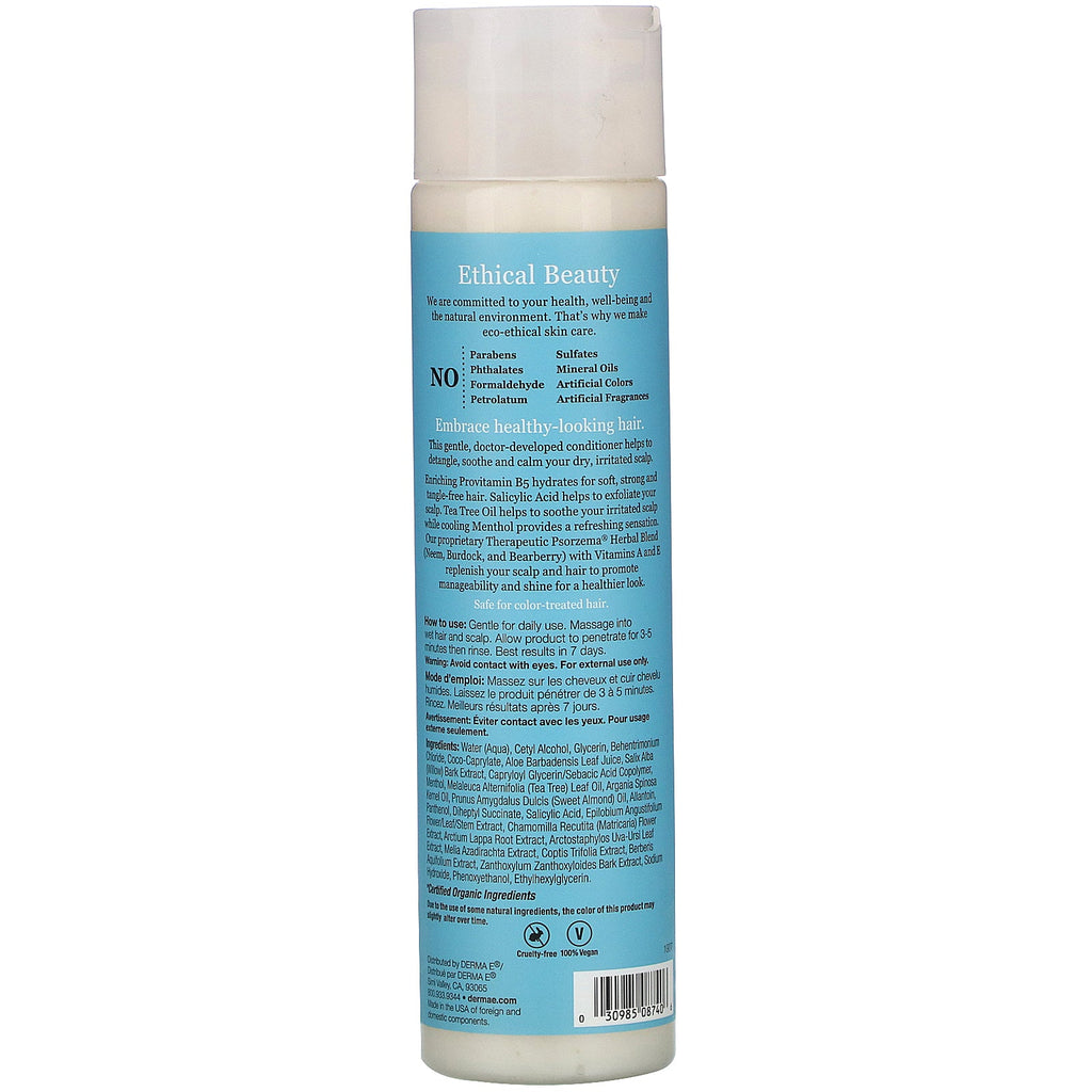 Derma E, Acondicionador para aliviar el cuero cabelludo, Psorzema terapéutico suave a base de hierbas, 10 fl oz (296 ml)