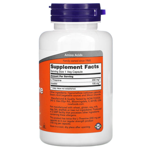 Now Foods, Double Strength L-Theanine, 200 mg, 120 Veg Capsules
