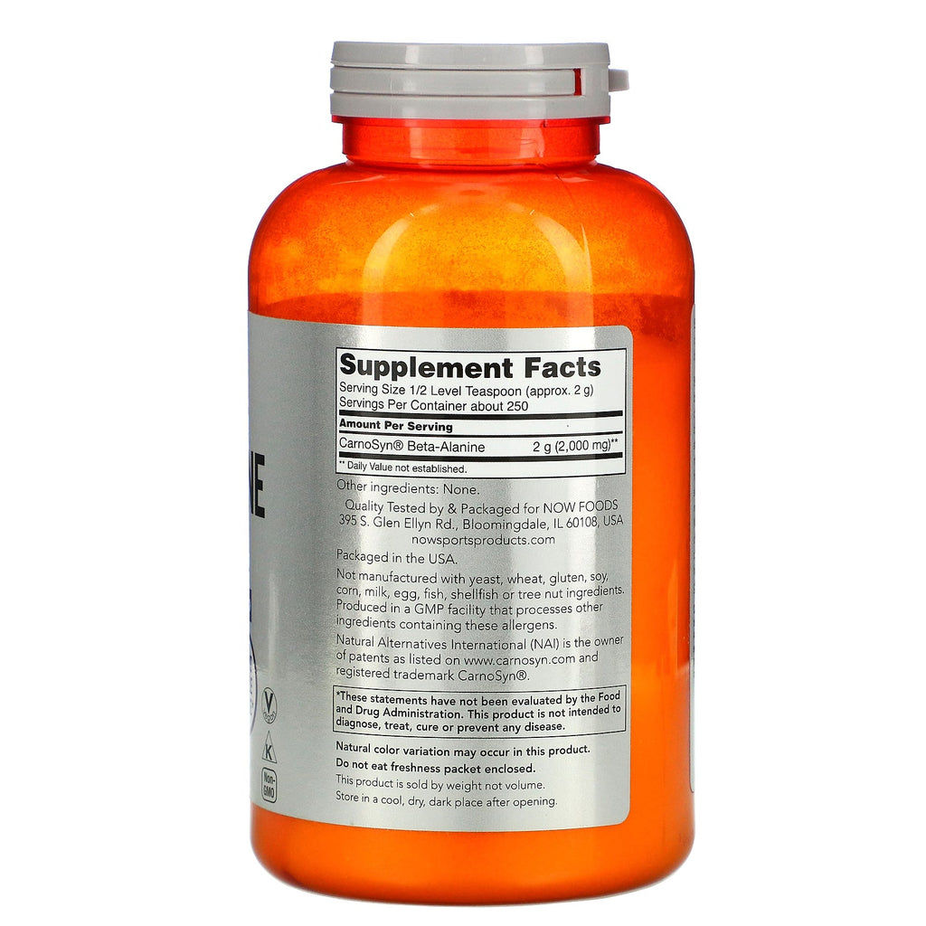Now Foods, Sports, Beta-Alanine, Pure Powder, 17.6 oz (500 g)