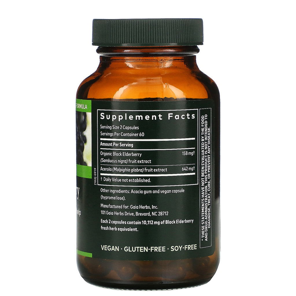 Gaia Herbs, Saúco negro, 120 cápsulas veganas