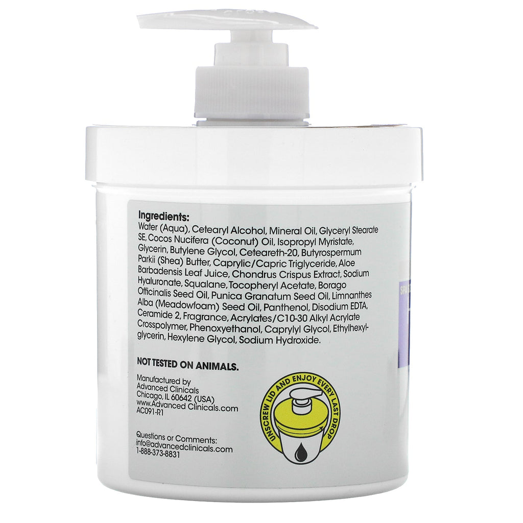 Advanced Clinicals, Hyaluronic Acid, Instant Skin Hydrator, 16 oz (454 g)