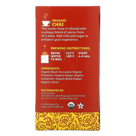 Equal Exchange, Chai Black Tea, 20 teposer, 1,41 oz (40 g)