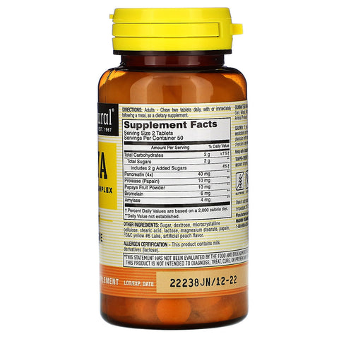 Mason Natural, Papaya, Complejo de enzimas digestivas, 100 masticables