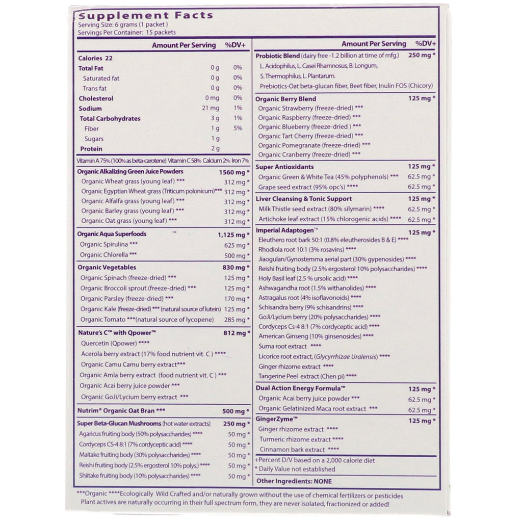 Paradise Herbs, ORAC-Energy Greens, 15 pakker, 6 g hver