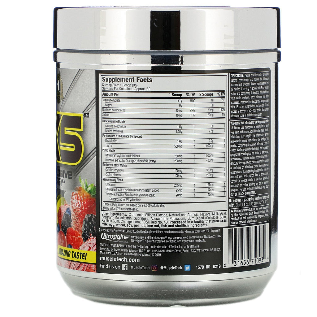 Muscletech, VaporX5, Next Gen, Pre-Workout, Fruit Punch Blast, 9.28 oz (263 g)