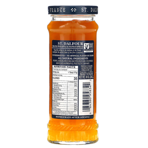 St. Dalfour, Crema para untar de lujo con piña y mango, 10 oz (284 g)