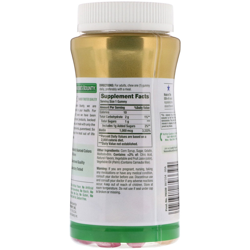 Nature's Bounty, Biotin Gummies, Grape, Orange & Cherry Flavored, 1,000 mcg, 110 Gummies