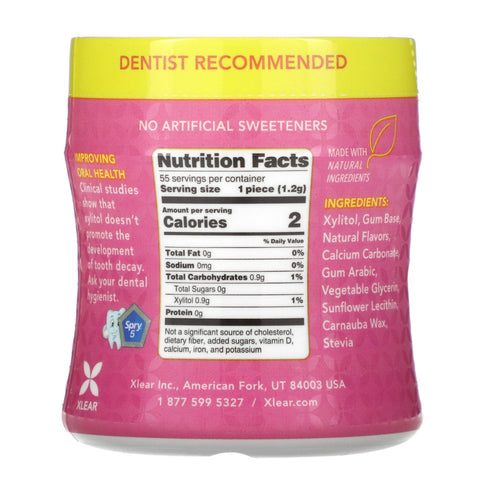 Xlear, Spry, Stronger Longer Dental Defense Gum, Natural Bubblegum, Sukkerfri, 55 Count