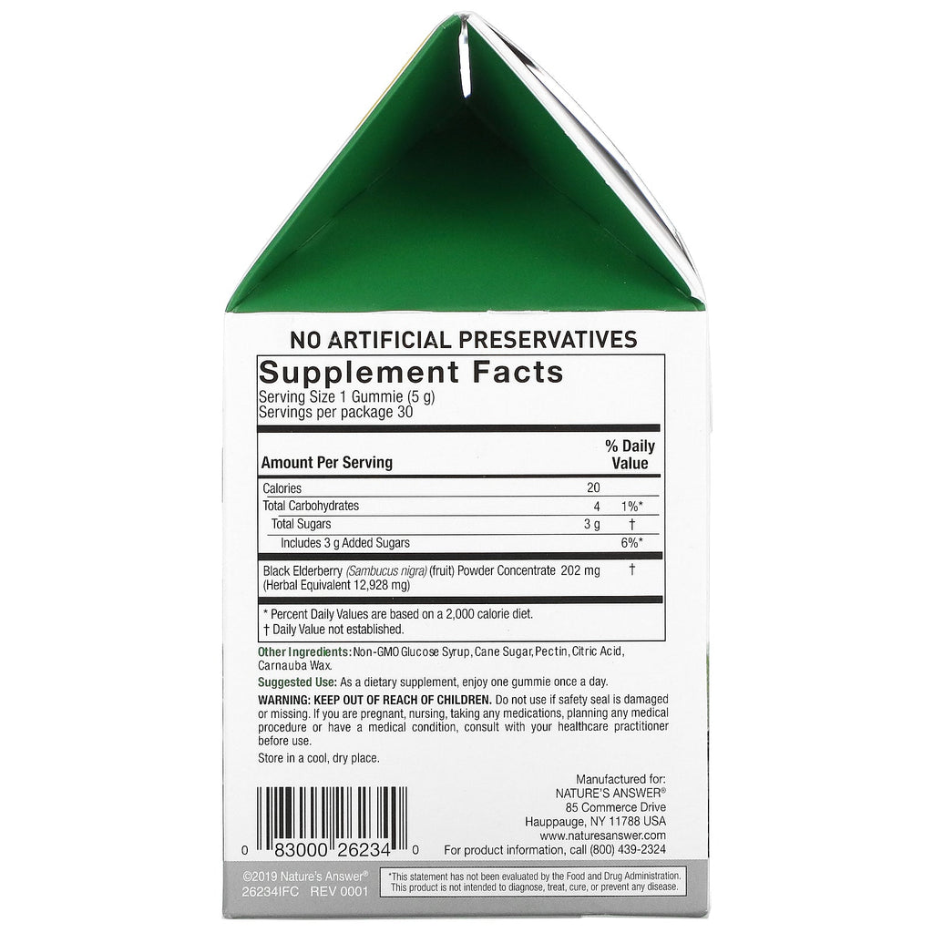 Nature's Answer, Sambucus Mega Gummies 7X Strength, saúco negro, 30 gomitas veganas/sin gelatina