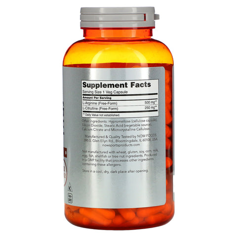 Now Foods, Sports, Arginine & Citrulline, 240 Veg Capsules