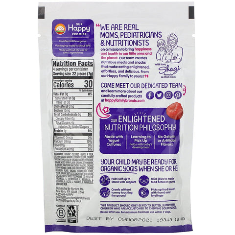 Happy Family s, Yogis, bocadillos de frutas y yogur liofilizados, bayas mixtas, 1 oz (28 g)