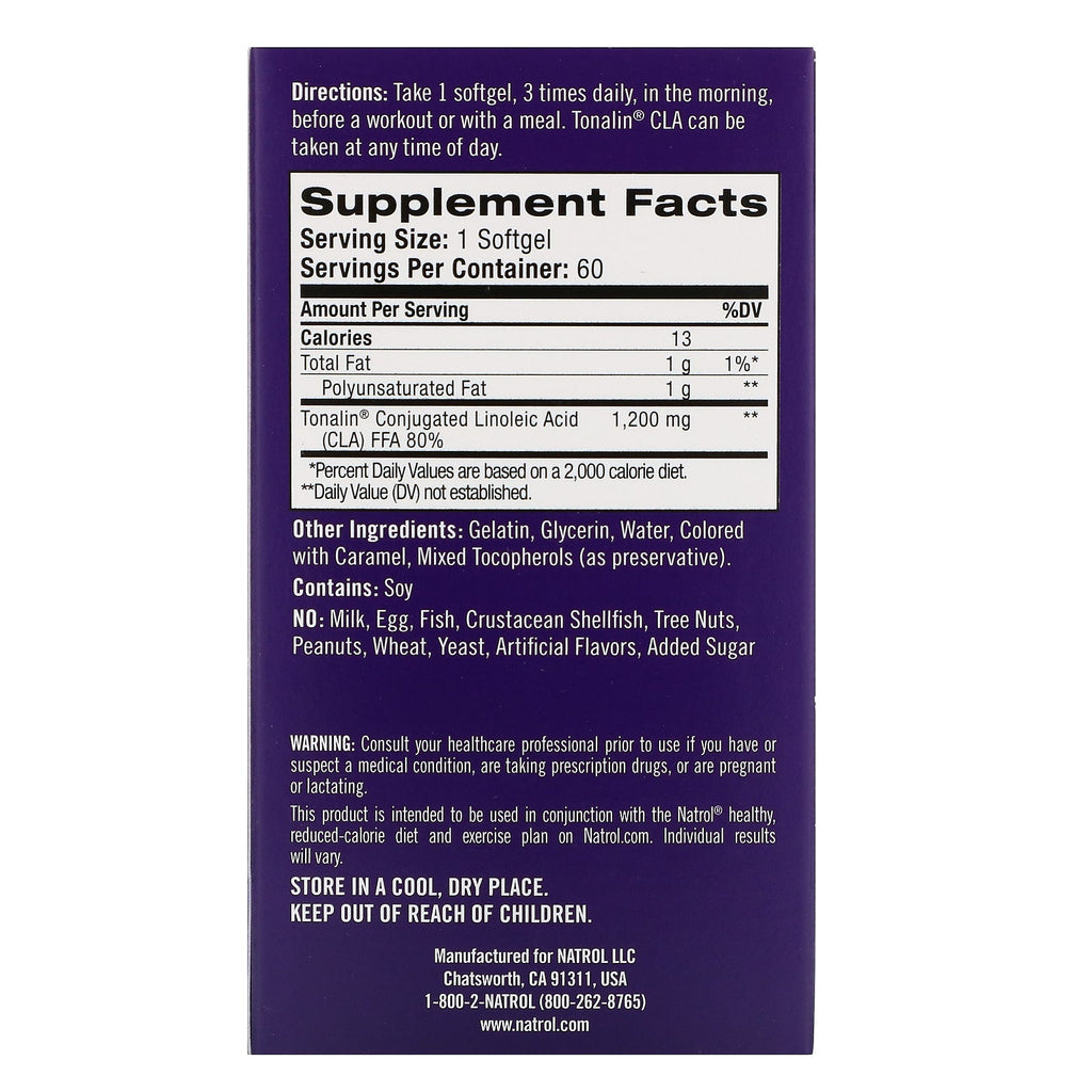 Natrol, Tonalin CLA, 1.200 mg, 60 Softgels
