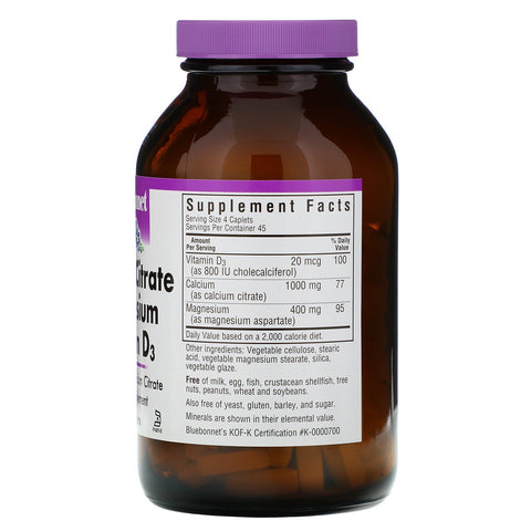 Bluebonnet Nutrition, Calcium Citrate Magnesium Vitamin D3, 180 Caplets