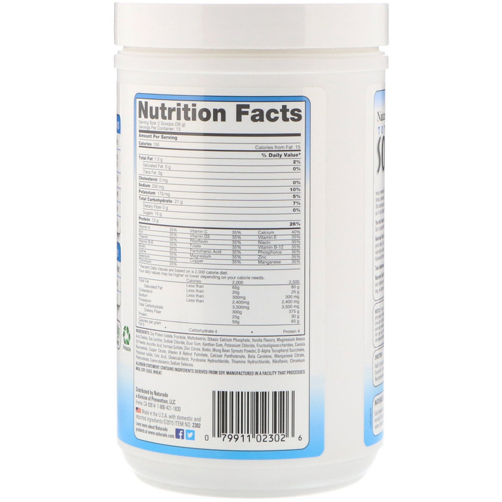 Naturade, total soja, måltidserstatning, fransk vanilje, 17,88 oz (507 g)