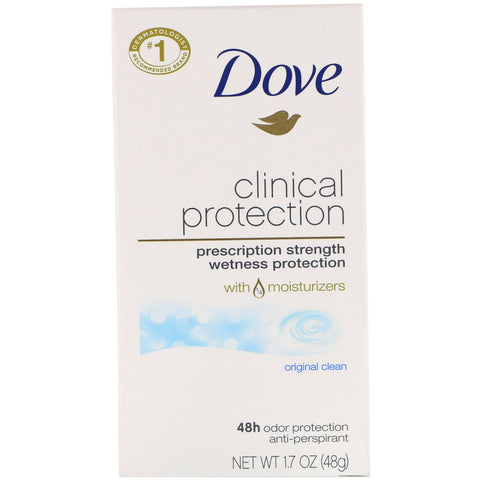 Dove, klinisk beskyttelse, receptpligtig styrke, anti-perspirant deodorant, original clean, 1,7 oz (48 g)