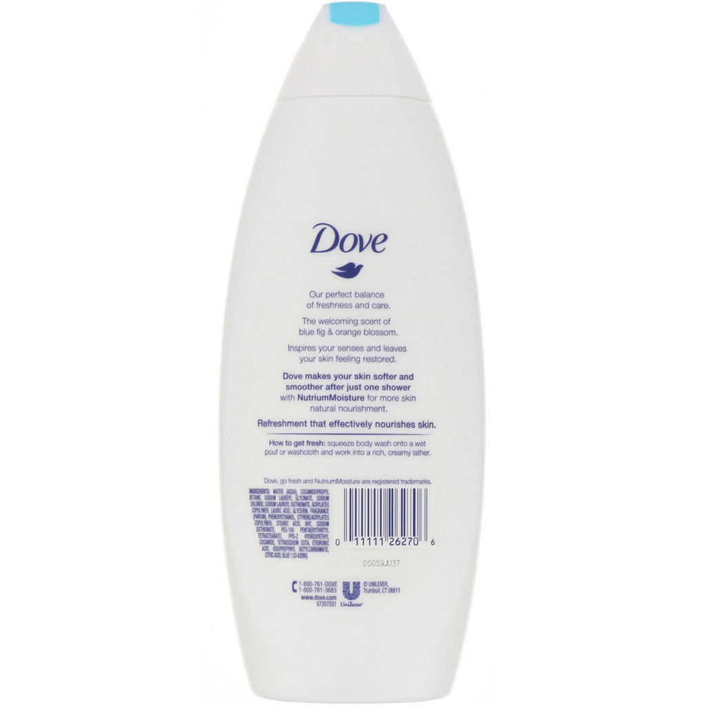Dove, Go Fresh, Body Wash, Blue Fig &amp; Orange Blossom, 22 fl oz (650 ml)