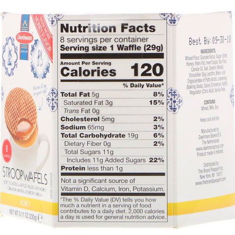 Daelmans, Stroopwafels, miel, 8 gofres, 8,11 oz (230 g)
