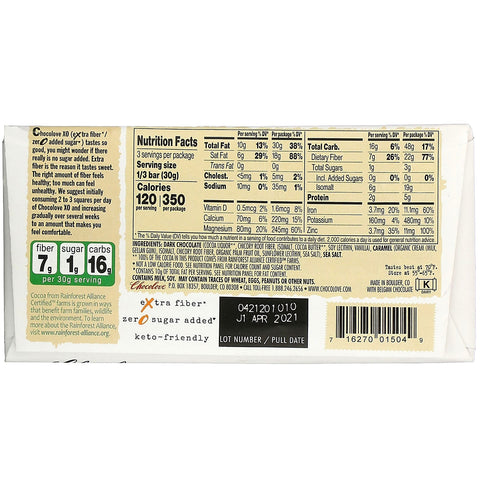Chocolove, XO, saltet karamel i 60 % mørk chokoladebar, 3,2 oz (90 g)