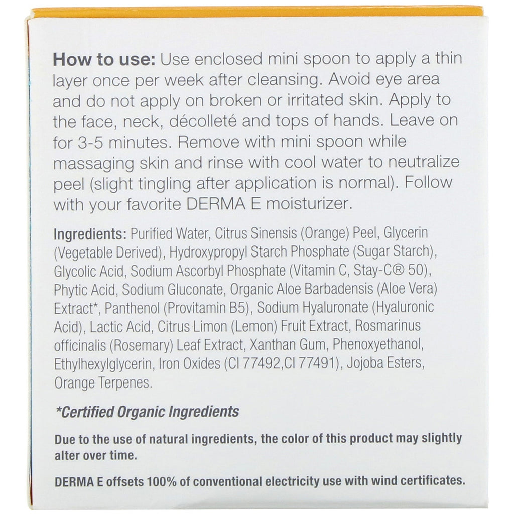 Derma E, Vitamin C Instant Radiance Citrus Facial Peel, 2 oz (56 g)