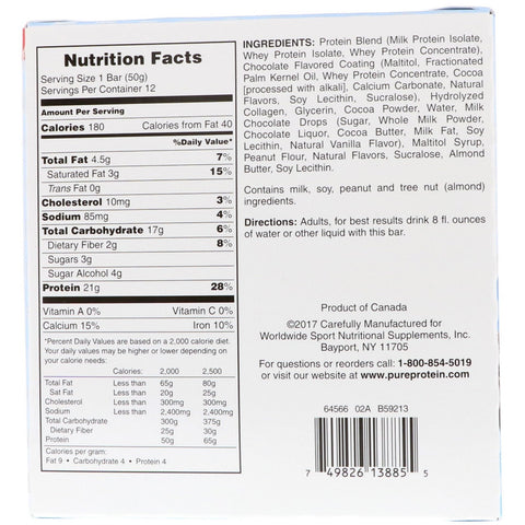 Pure Protein, Chocolate Deluxe Bar, 12 Bars, 1.76 oz (50 g) Each