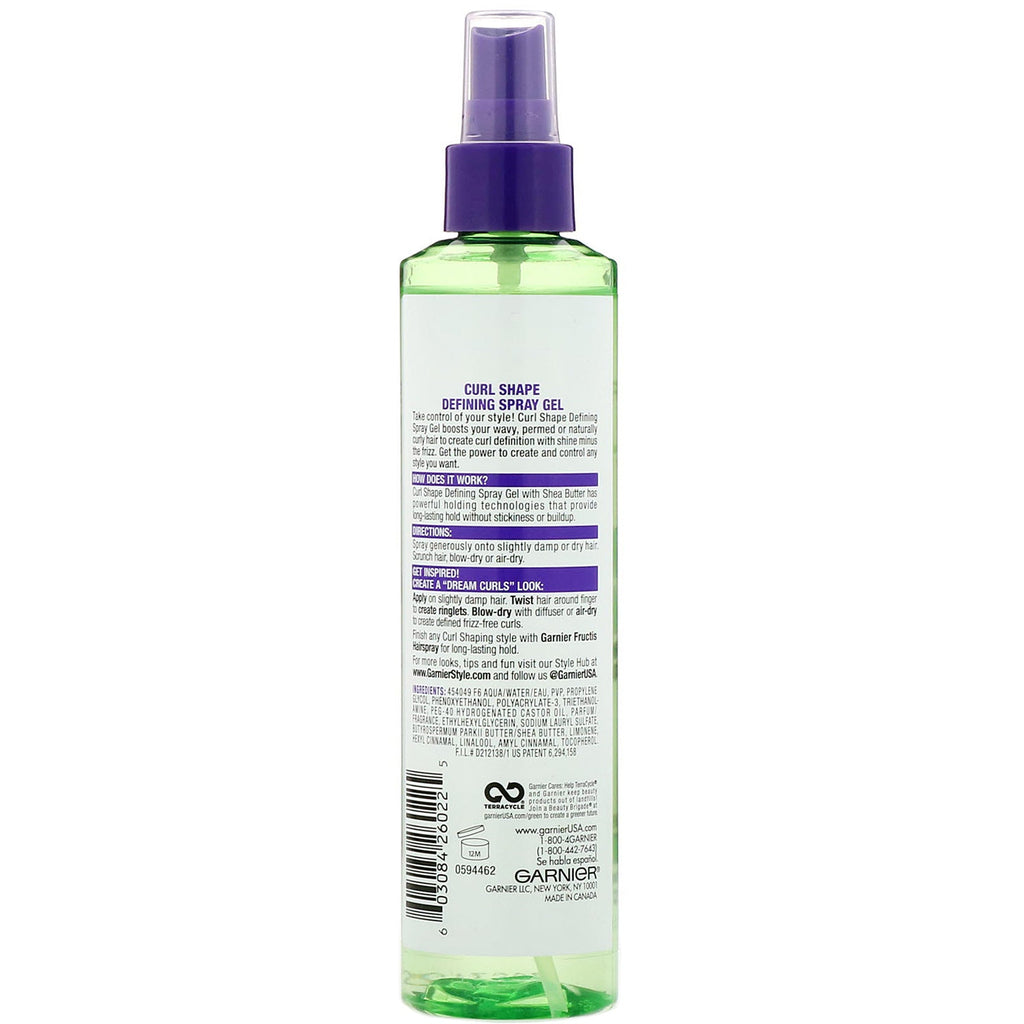 Garnier, Fructis, Forma de rizo, gel en aerosol definidor, 8,5 fl oz (250 ml)