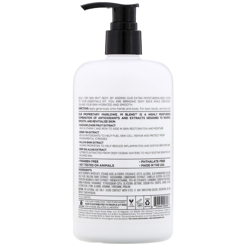 Marlowe, Loción corporal extra hidratante, N.° 002, 443,6 ml (15 oz. líq.)