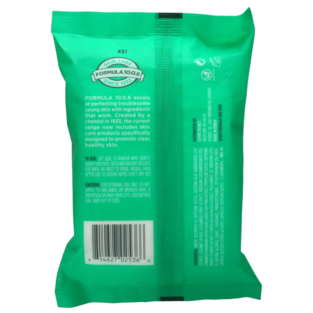 Formel 10.0.6, Hold mig ren, afklarende ansigtsservietter, Agurk + Troldnød, 25 servietter