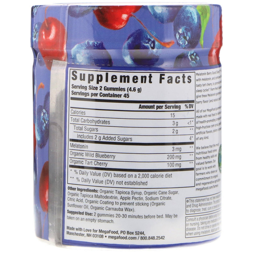 MegaFood, Melatonin, Berry Good Sleep, Berry, 3 mg, 90 Gummies
