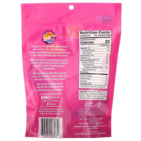 Zollipops, Zolli Ball Popz frugt, assorteret, 10-12 pops, 5,2 oz