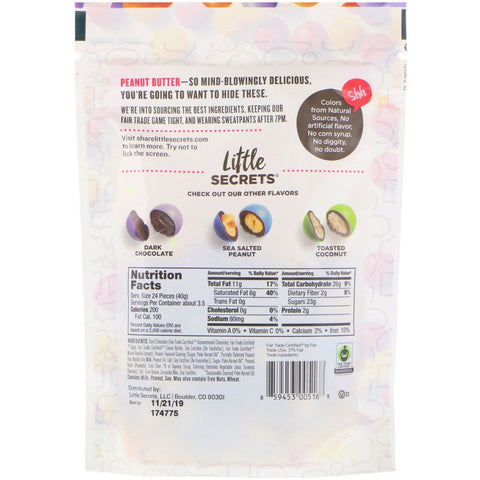 Små hemmeligheder, mørke chokoladestykker, jordnøddesmør, 5,0 oz (142 g)