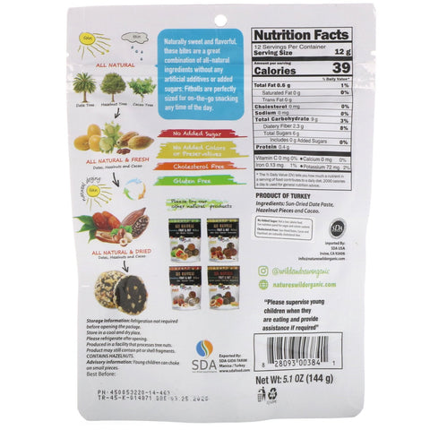 Nature's Wild, All Natural, Bocadillos de frutas y nueces, bolas fit, dátiles + avellanas + cacao, 5,1 oz (144 g)