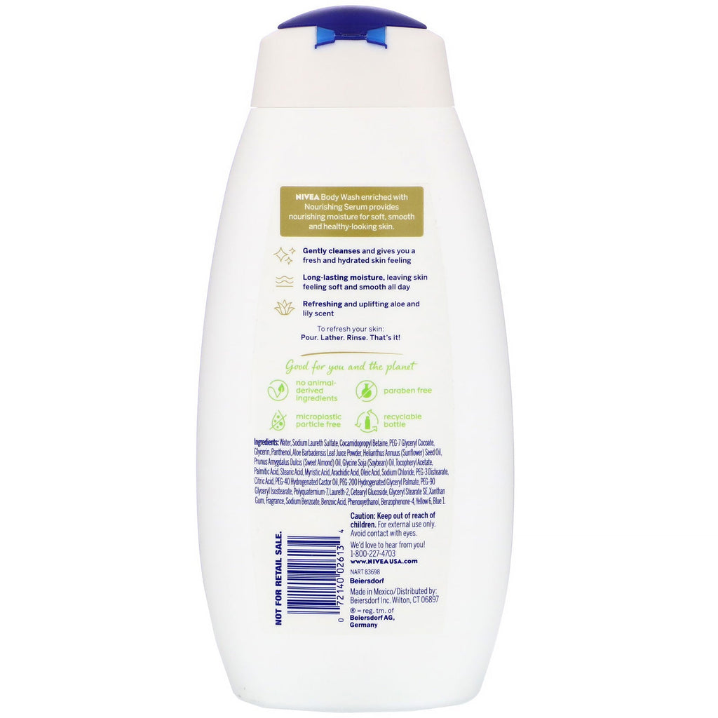 Nivea, forfriskende kropsvask, frisk aloe og lilje, 20 fl oz (591 ml)