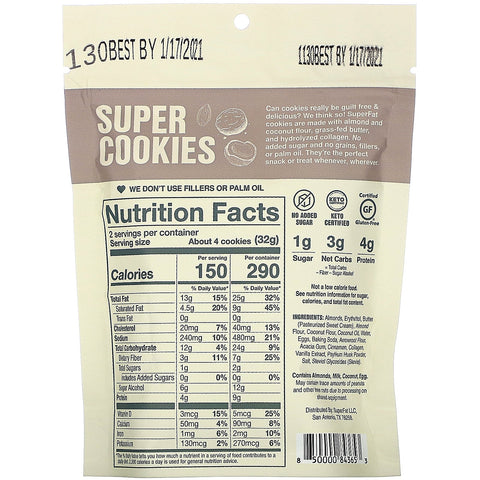 SuperFat, Bocaditos de galleta cetogénica, Snickerdoodle, 64 g (2,25 oz)