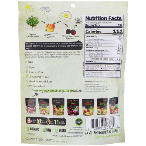 Nature's Wild, Wild & Raw, soltørrede, tyrkiske abrikoser, 5 oz (142 g)