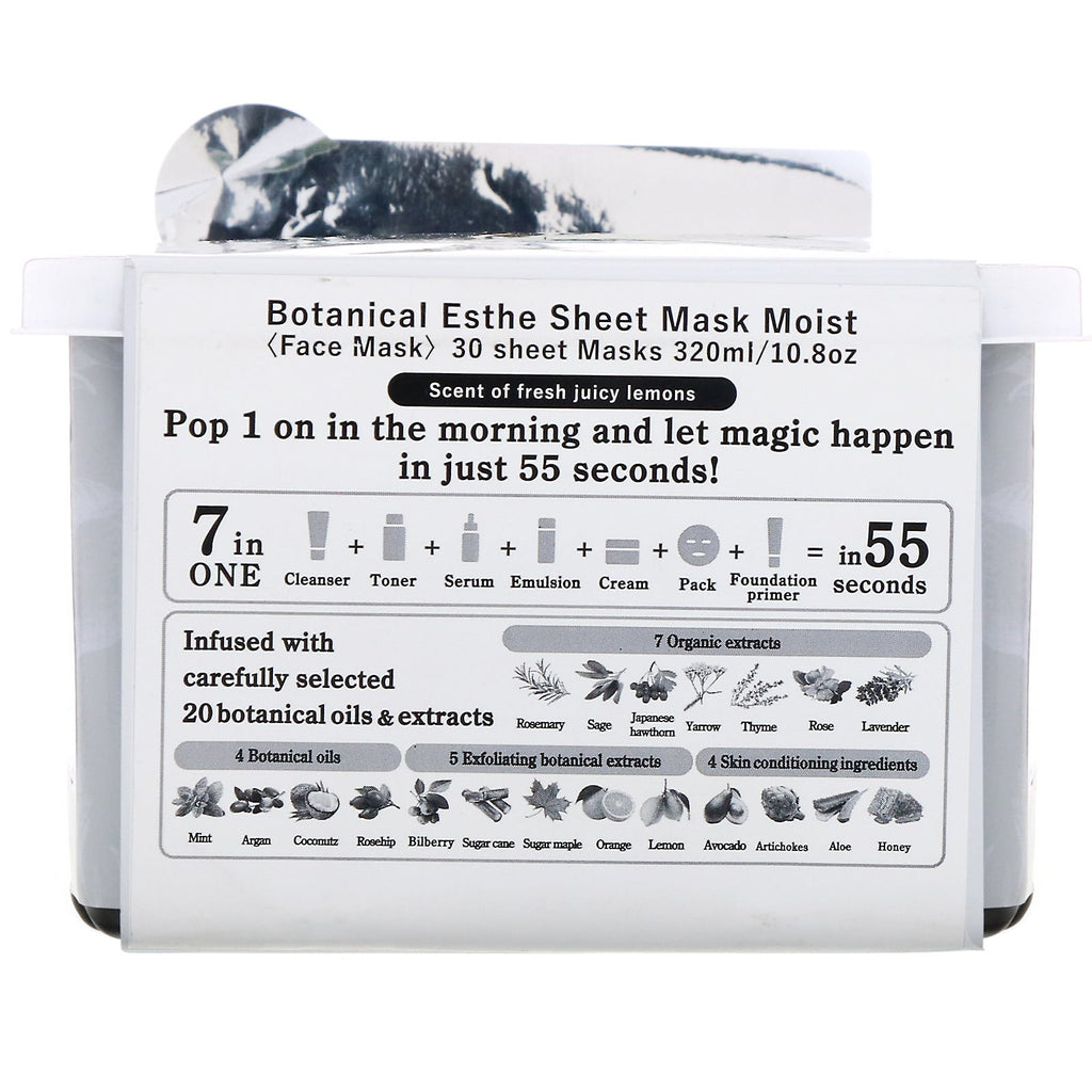 Botanical Esthe, Sheet Mask, Moist, Juicy Lemon, 30 Sheets, 10.8 oz (320 ml)