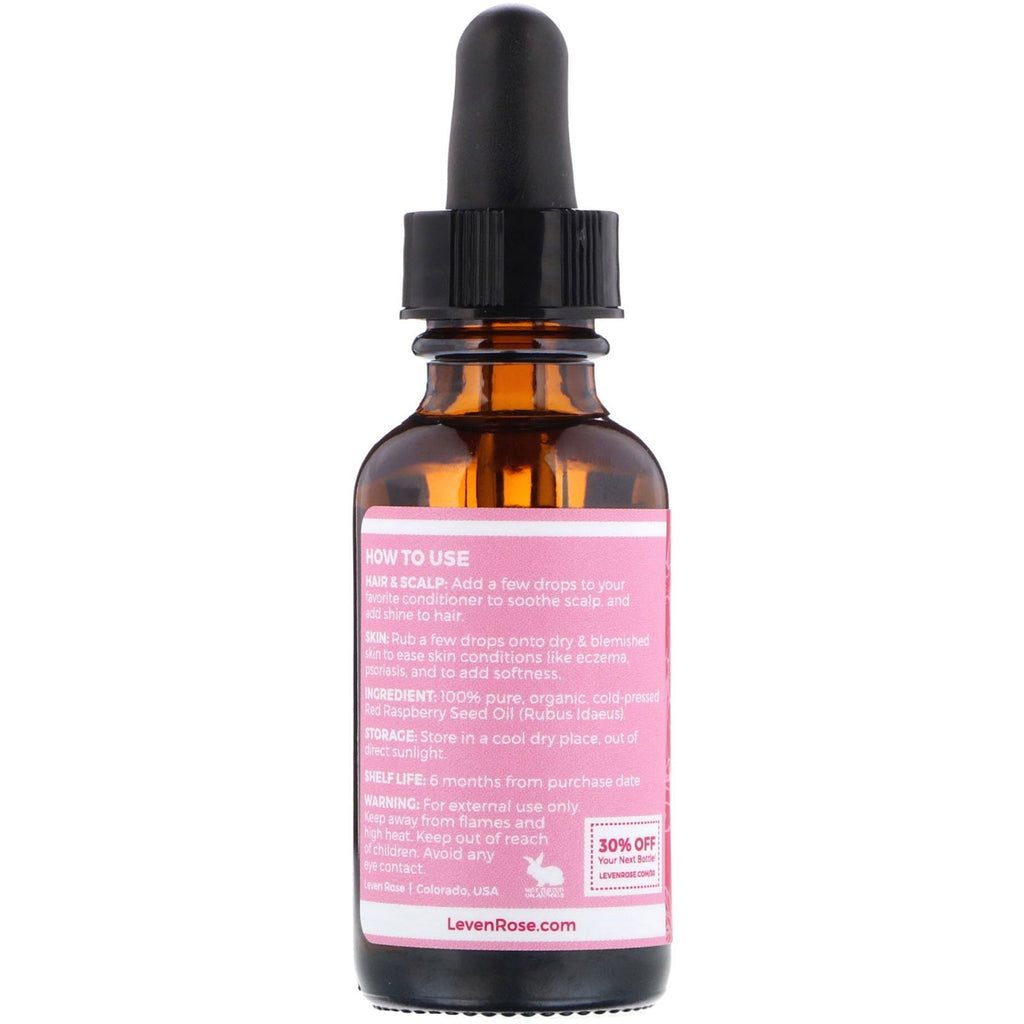 Leven Rose, 100 % ren &amp;, rød hindbærfrøolie, 1 fl oz (30 ml)
