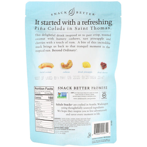 Sahale Snacks, Snack Mix, Ananas Rom Cashew Kokosnød, 4,5 oz (128 g)