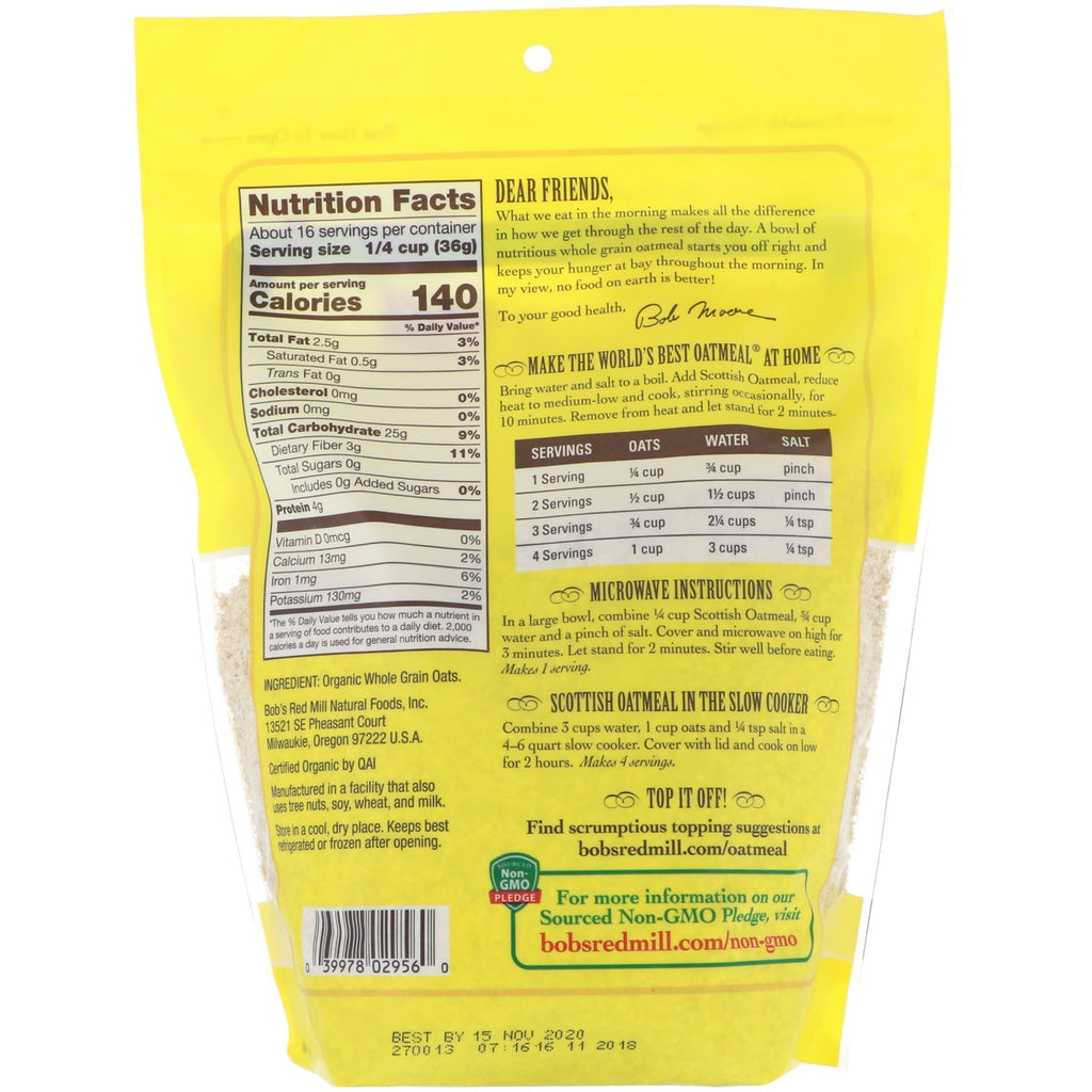 Bob's Red Mill, avena escocesa, 20 oz (567 g)