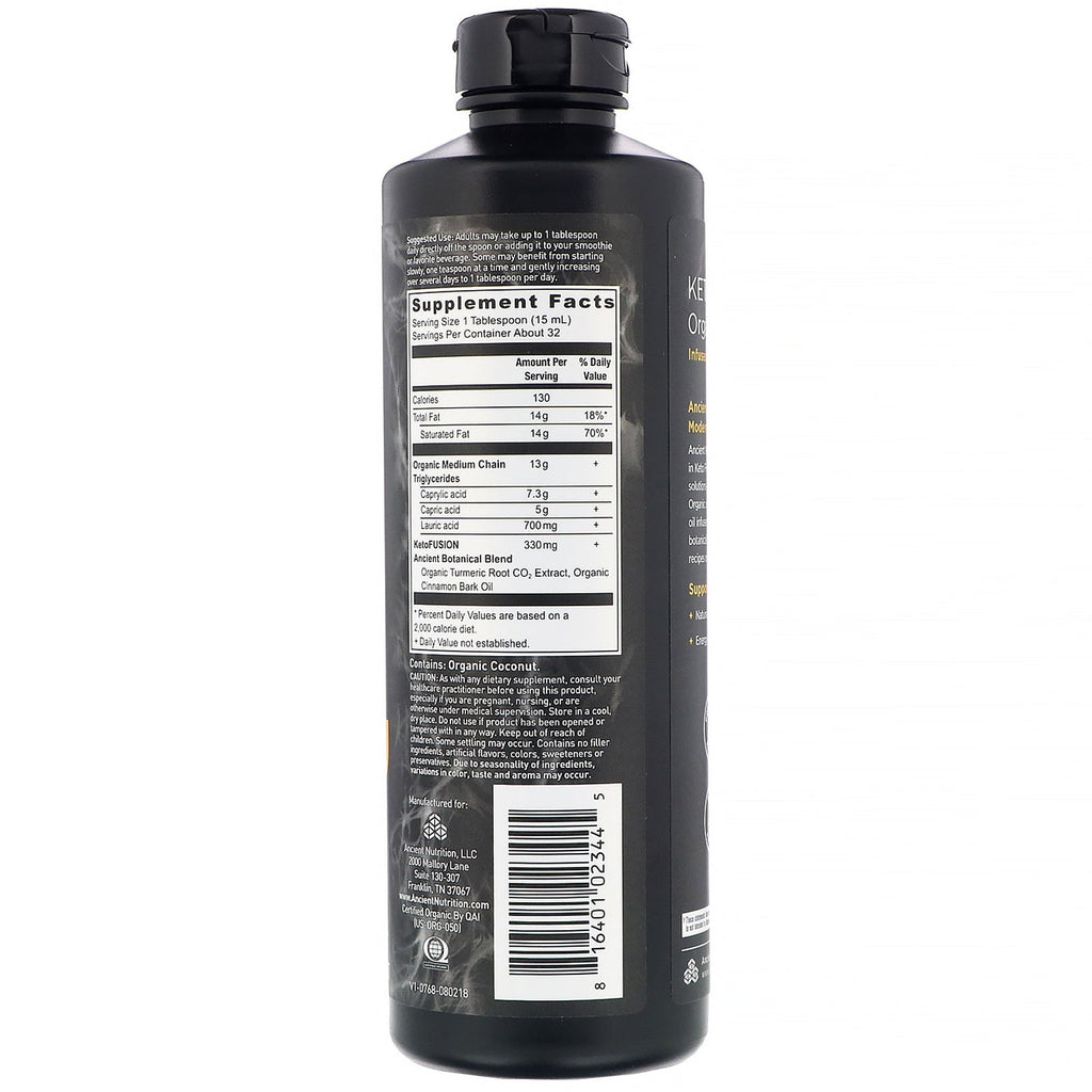 Dr. Axe / Ancient Nutrition, Keto Fusion  MCT Oil, Infused with Turmeric, 16 fl oz (473 ml)