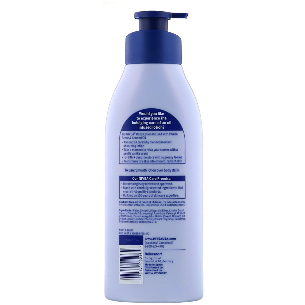 Nivea, olieinfunderet lotion, vanilje- og mandelolie, 16,9 fl oz (500 ml)
