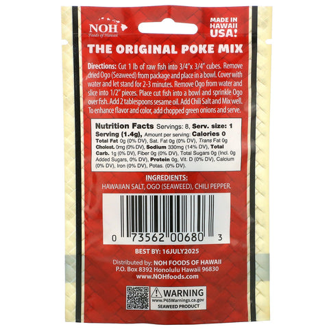 NOH Foods of Hawaii, La mezcla original para poke, 11,2 g (0,4 oz)