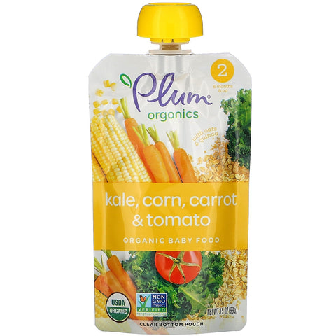 Plum s,  Baby Food, 6 Months & Up, Kale, Corn, Carrot & Tomato, 6 Pouches, 3.5 oz (99 g) Each