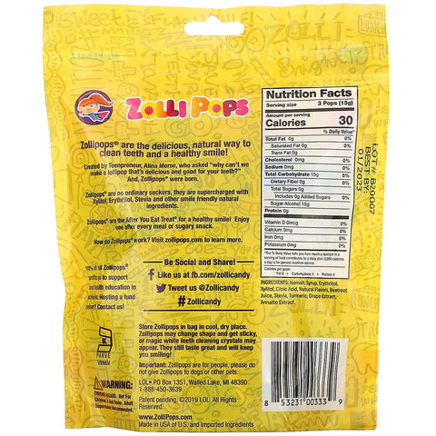 Zollipops, The Clean Teeth Pops, Ananas, 3,1 oz
