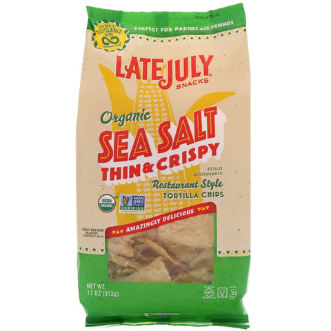 Sidst i juli, tynde og sprøde tortillachips i restaurantstil, havsalt, 312 g (11 oz)