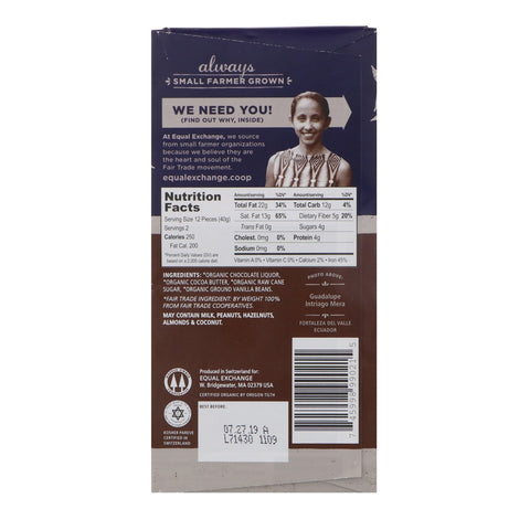 Equal Exchange, , mørk chokolade, ekstrem mørk, 88 % kakao, 2,8 oz (80 g)