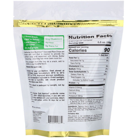 California Gold Nutrition, tangrischips, honningsmør, 2 oz (60 g)