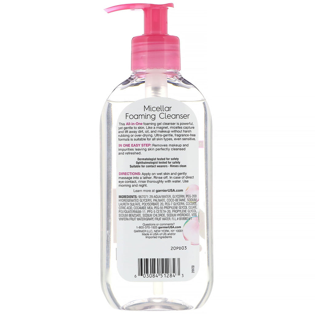 Garnier, SkinActive, Micellar Foaming Cleanser, All-in-1 Rinse Off, All Skin Types, 6.7 fl oz (200 ml)