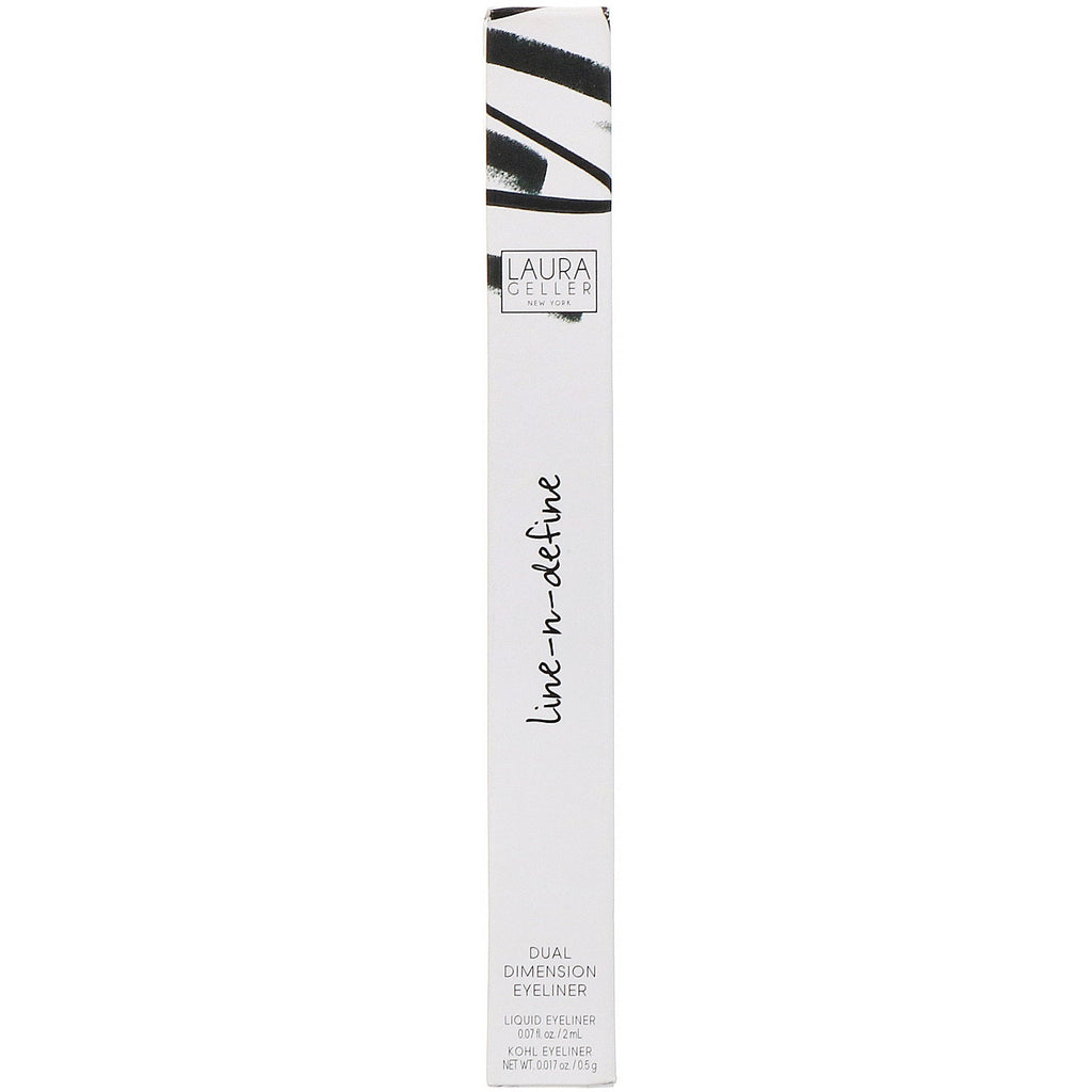 Laura Geller, Line-N-Define, Delineador de ojos bidimensional, Delineador de ojos líquido y Kohl, Negro/Negro, 0,07 oz (2 ml)/ / 0,017 oz (0,5 g)